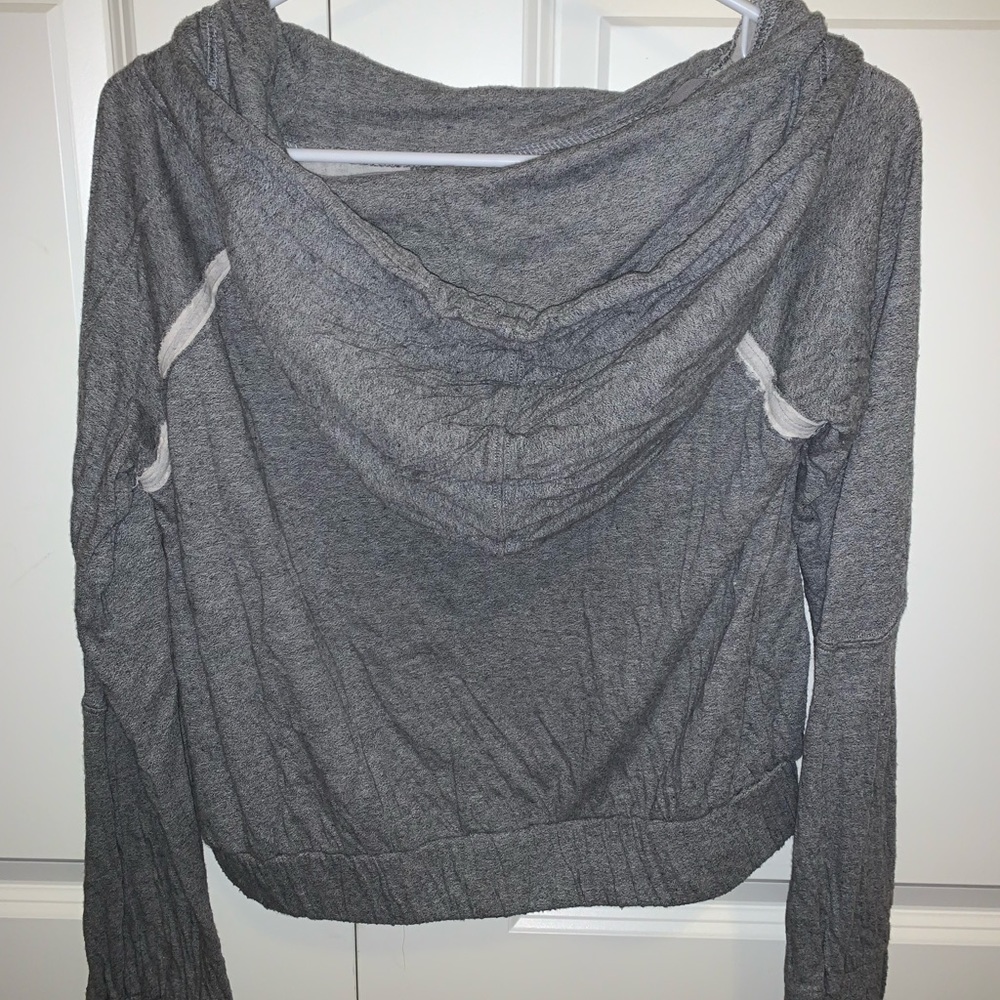 Grey Free People drawstring pullover